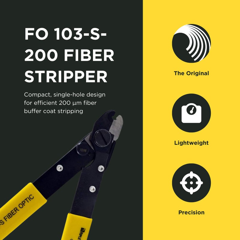 Miller FO 103-S-200 Series Single Hole Fiber Optic Stripper for Working Technicians, Electricians, and Installers, V-Shaped Opening, Safe Cable Tool, Easily Portable Wire Stripper, 2.88 Ounces - Image 2